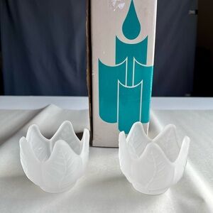 Vintage Partylite Frosted Lotus Blossom Glass Votive Candle Holders - Set of 2